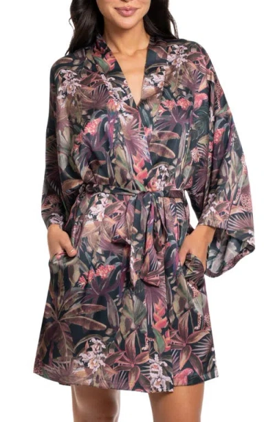 Midnight Bakery Print Satin Robe In Multi