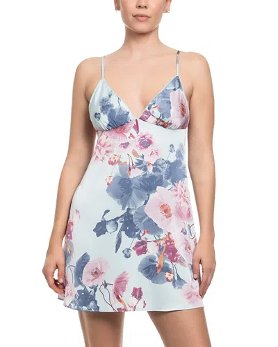 Midnight Bakery Printed Satin Chemise In White