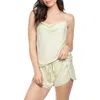Midnight Bakery Satin Camisole & Tap Shorts Pajamas In Neutral