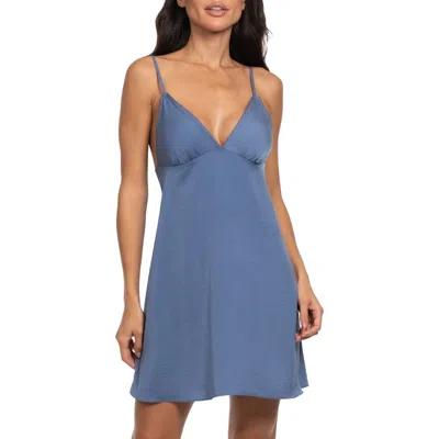 Midnight Bakery Satin Chemise In Blue