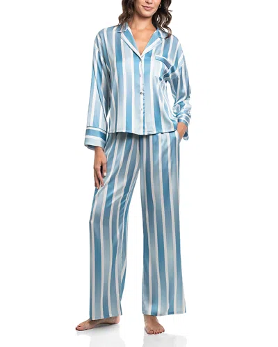 Midnight Bakery Satin Long Sleeve Pajama Set In Blue