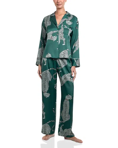 Midnight Bakery Satin Long Sleeve Pajama Set In Green