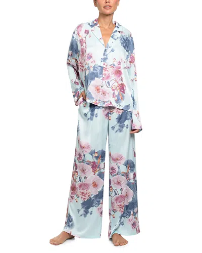 Midnight Bakery Satin Pajama Set In Blue