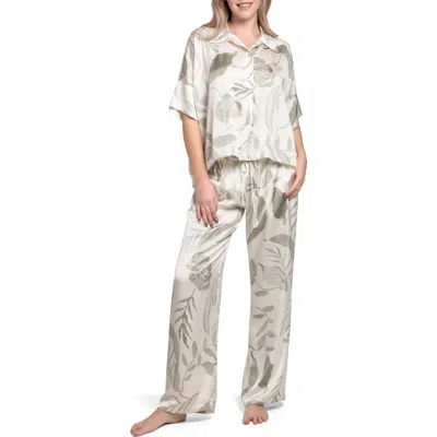 Midnight Bakery Seagrass Satin Pajamas In Cream