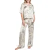 Midnight Bakery Seagrass Satin Pajamas In White