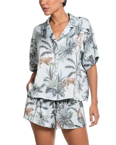 Midnight Bakery Stretch Satin Short Sleeve Pajama Set In Gray