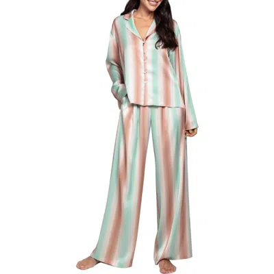 Midnight Bakery Stripe Satin Pajamas In Multi