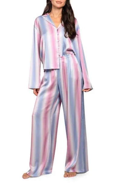 Midnight Bakery Stripe Satin Pajamas In Pink