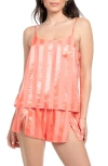 Midnight Bakery Stripe Satin Short Pajamas In Coral