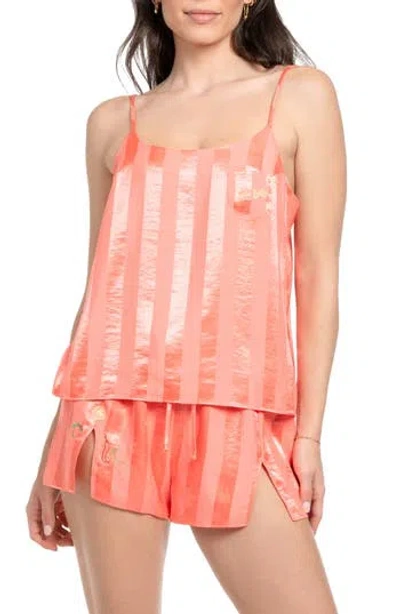 Midnight Bakery Stripe Satin Short Pajamas In Orange