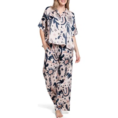 Midnight Bakery Tequila Sun Satin Pajamas In Pink