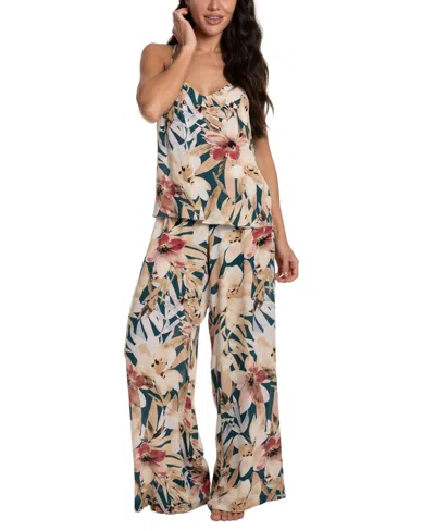 Midnight Bakery Women's 2-pc. Printed Pajamas Set In Rhyan/teal