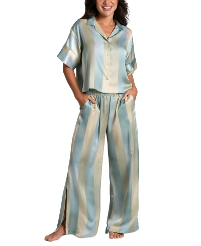Midnight Bakery Women's 2-pc. Joplin Satin Pajamas Set In Navy