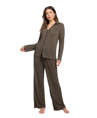 MIDNIGHT BAKERY WOMEN'S 2-PIECE LONG SLEEVES TOP AND PANTS PAJAMA SET
