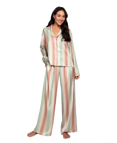 Midnight Bakery Women's Collared Sleep Top & Pants, 2-piece Set In Multi