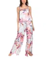 Midnight Bakery Haven Satin Pajamas In Blue Floral