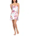 Midnight Bakery Haven Print Satin Chemise In Blue Floral
