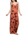 Midnight Bakery Palm Print Pajamas In Brown