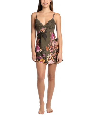 Midnight Bakery Women's Satin Sleepwear Chemise In Green