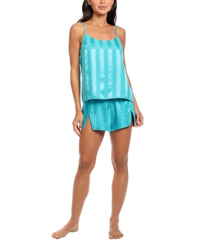 Midnight Bakery Women's Striped Camisole And Shorts 2-piece Set In Blue