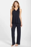 Midnight By Carole Hochman Charmeuse Trim Jersey Pajamas In Black