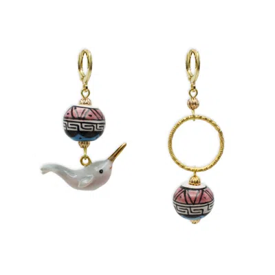 Midnight Foxes Studio Women's Narwhal Gold Earrings In Multi
