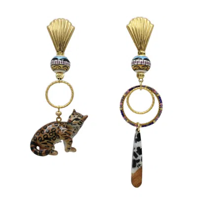 Midnight Foxes Studio Women's Wild Cat Gold Earrings