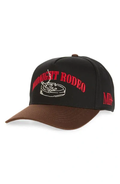Midnight Rodeo Ashtray Logo Baseball Cap In Jet Black And Brown