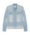 Midnight Rodeo Distressed Denim Shirt In Blue Wash