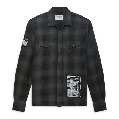 Midnight Rodeo Distressed Flannel Shirt Black