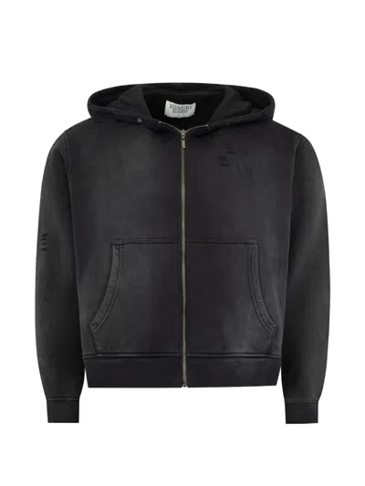 Midnight Rodeo Distressed Zip-up Hoodie In Black