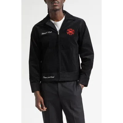 Midnight Rodeo Embroidered Corduroy Club Jacket In Black