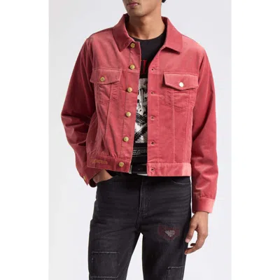 Midnight Rodeo Fantasies Velour Trucker Jacket In Oxblood Red