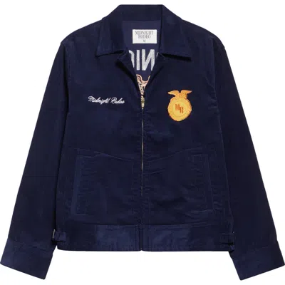 Midnight Rodeo Ffa Chainstitch Cotton Corduroy Trucker Jacket In Blau