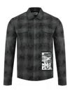 Midnight Rodeo Patchwork Distressed Over Dyed Cotton Flannel Shirt In Black