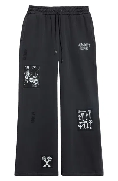 Midnight Rodeo Opera House Patchwork Flare Sweatpants In Black