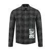 Midnight Rodeo Patchwork Distressed Over Dyed Cotton Flannel Shirt In Gray