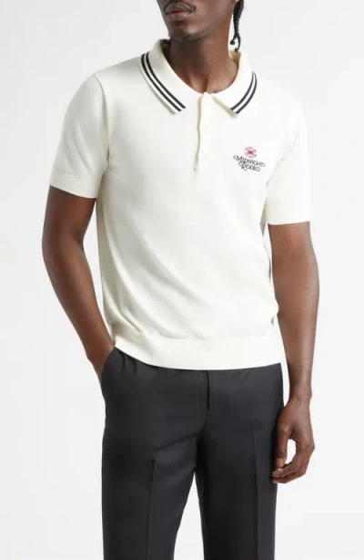 Midnight Rodeo Signature Logo Embroidered Polo Sweater In White