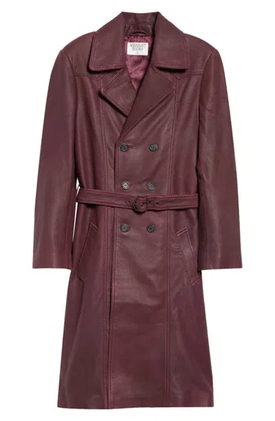 Midnight Rodeo Snakeskin Texture Nocturne Trench Coat In Burgundy
