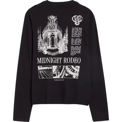 Midnight Rodeo Staircase Long Sleeve Graphic T-shirt In Black
