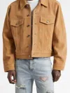 Midnight Rodeo Suede Trucker Jacket In Tan In Multi
