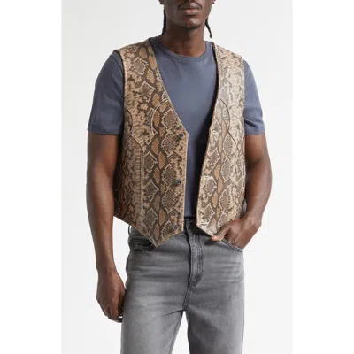 Midnight Rodeo Tombstone Snakeskin Embossed Leather Vest In Multi