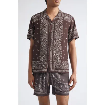 Midnight Rodeo X La Porte Bandana Print Camp Shirt In Brown