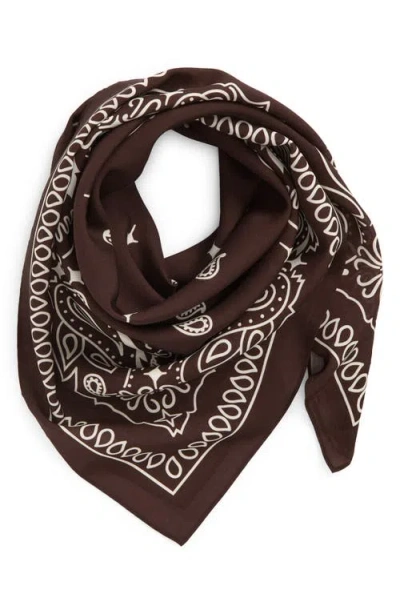 Midnight Rodeo X La Porte Paisley Print Square Scarf In Brown