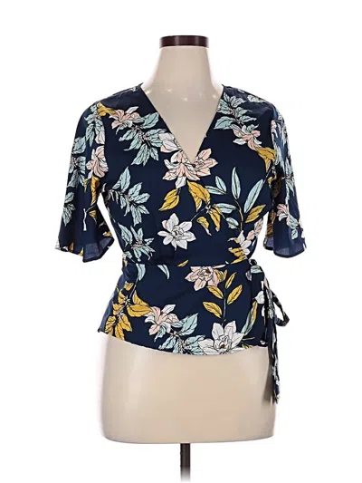 Pre-owned Midnight Sky Short Sleeve Blouse In Blue