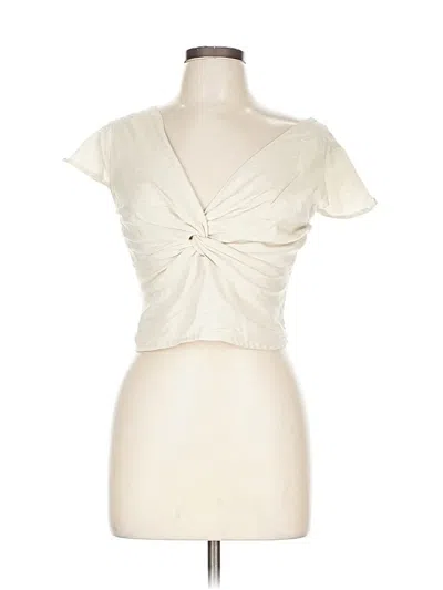 Pre-owned Midnight Sky Short Sleeve Top Ivory Sweetheart Neckline Tops In White