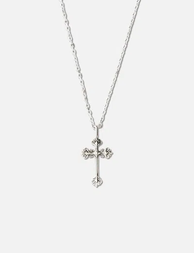 Midnightfactory Cross Pendant Necklace (oxidised) In Metallic