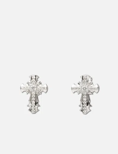 Midnightfactory Crucis Earrings In Silver