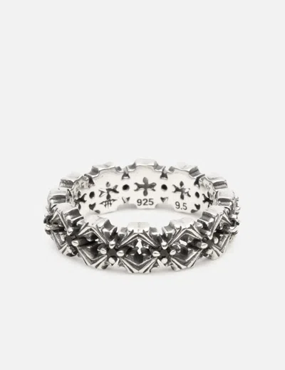 Midnightfactory Crucis Quadruplets Classic Oxidised Ring In Silver