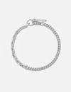 Midnightfactory Curb Chain With Cable Silver Chain Bracelet